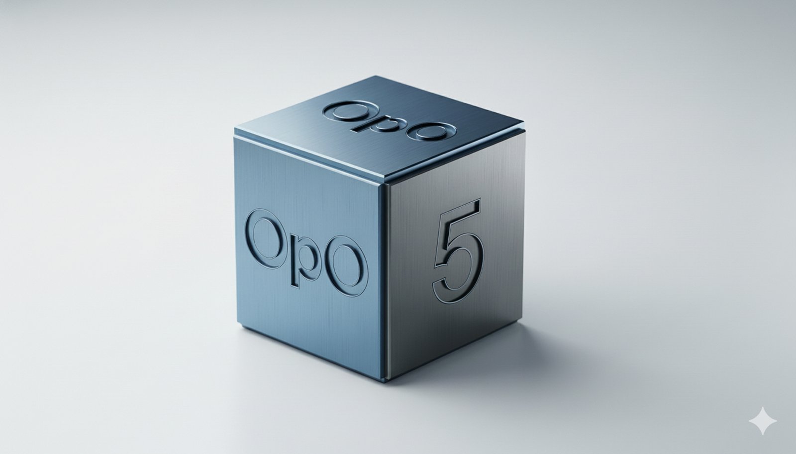 OpO5 metallic cube logo, representing AI and human synergy